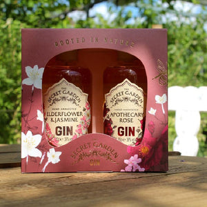 Secret Garden Distillery: Secret Garden 2 x 20cl Floral Gin Gift Pack with Apothecary Rose and Elderflower & Jasmine Gin